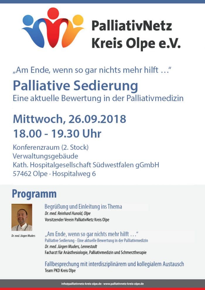 Plakat zur Veranstaltung "Palliative Sedierung"